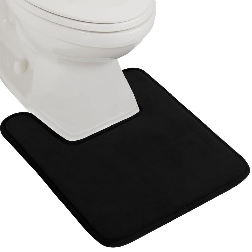 GORILLA GRIP® Memory Foam Bath Mat, Soft Absorbent Velvet Bathroom Mats, Durable Dots on Underside, Machine Washable Bathmat, Carpet Rug Room Decor for Shower Tub Floor RV, 24x17 Rugs, Black