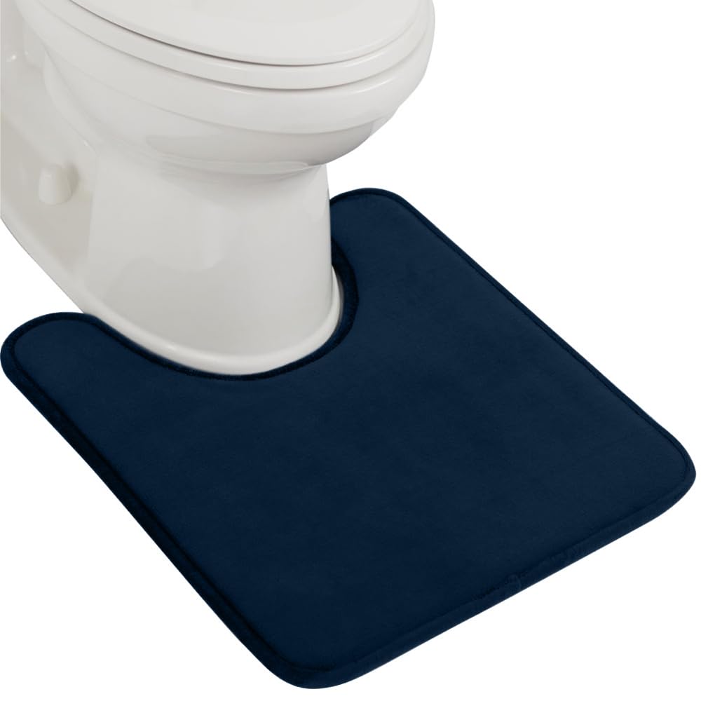 GORILLA GRIP® Memory Foam Bath Mat, Soft Absorbent Velvet Bathroom Mats, Durable Dots on Underside, Machine Washable Bathmat, Carpet Rug Room Decor for Shower Tub Floor RV, 24x17 Rugs, Black