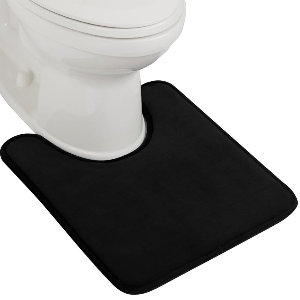 GORILLA GRIP® Memory Foam Bath Mat, Soft Absorbent Velvet Bathroom Mats, Durable Dots on Underside, Machine Washable Bathmat, Carpet Rug Room Decor for Shower Tub Floor RV, 24x17 Rugs, Black
