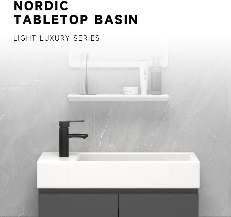 15-inch Solid Wood Wall-Mounted Bathroom Vanity Set with Integrated Ceramic Sink, Solid Wood Wall-Mounted Vanity, Compact Vanity Designed Specifically for Small Bathrooms