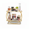 MLVOC Gold Makeup Organizer Countertop, Skincare Organizer with Gold Finish, Durable Metal Storage for Bathroom or Bedroom Vanity, Tall Spacious Design for Large Bottles