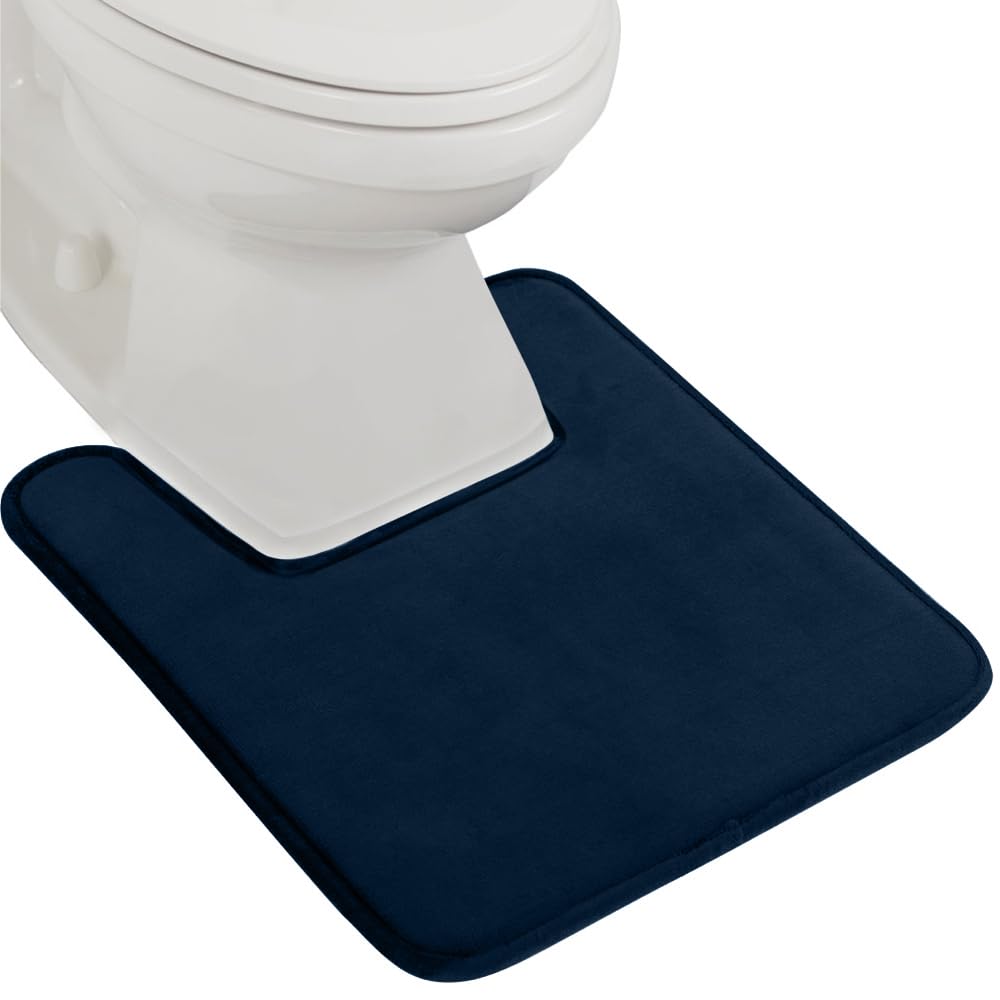 GORILLA GRIP® Memory Foam Bath Mat, Soft Absorbent Velvet Bathroom Mats, Durable Dots on Underside, Machine Washable Bathmat, Carpet Rug Room Decor for Shower Tub Floor RV, 24x17 Rugs, Black