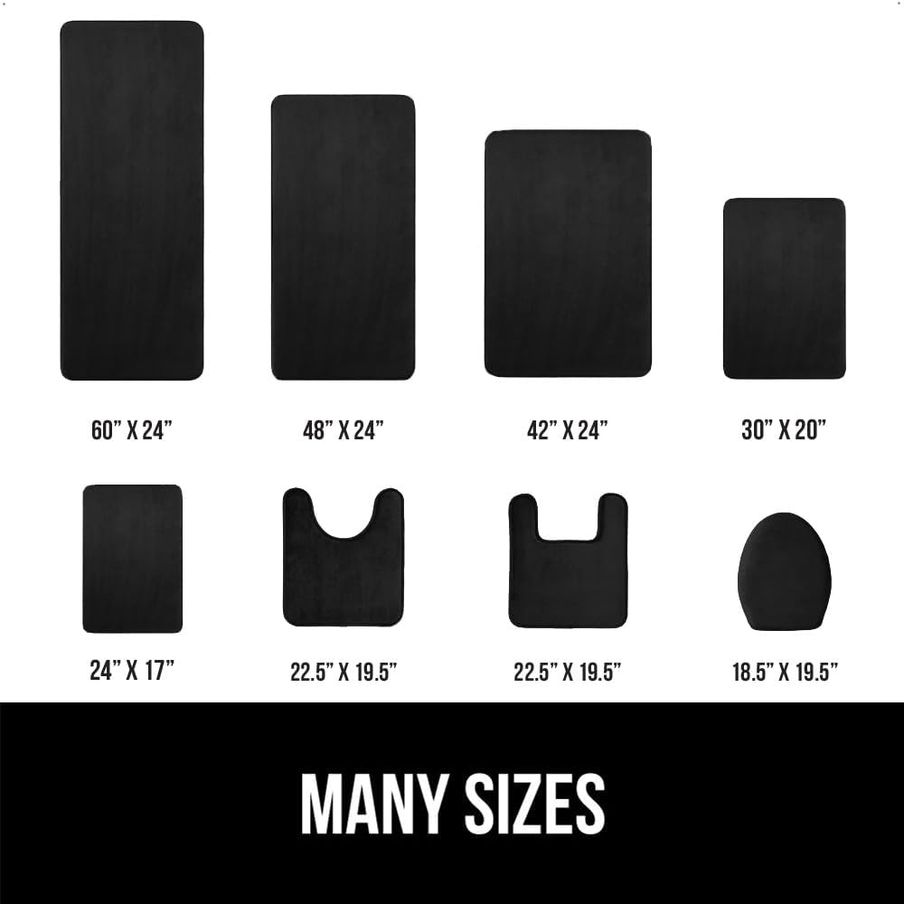 GORILLA GRIP® Memory Foam Bath Mat, Soft Absorbent Velvet Bathroom Mats, Durable Dots on Underside, Machine Washable Bathmat, Carpet Rug Room Decor for Shower Tub Floor RV, 24x17 Rugs, Black