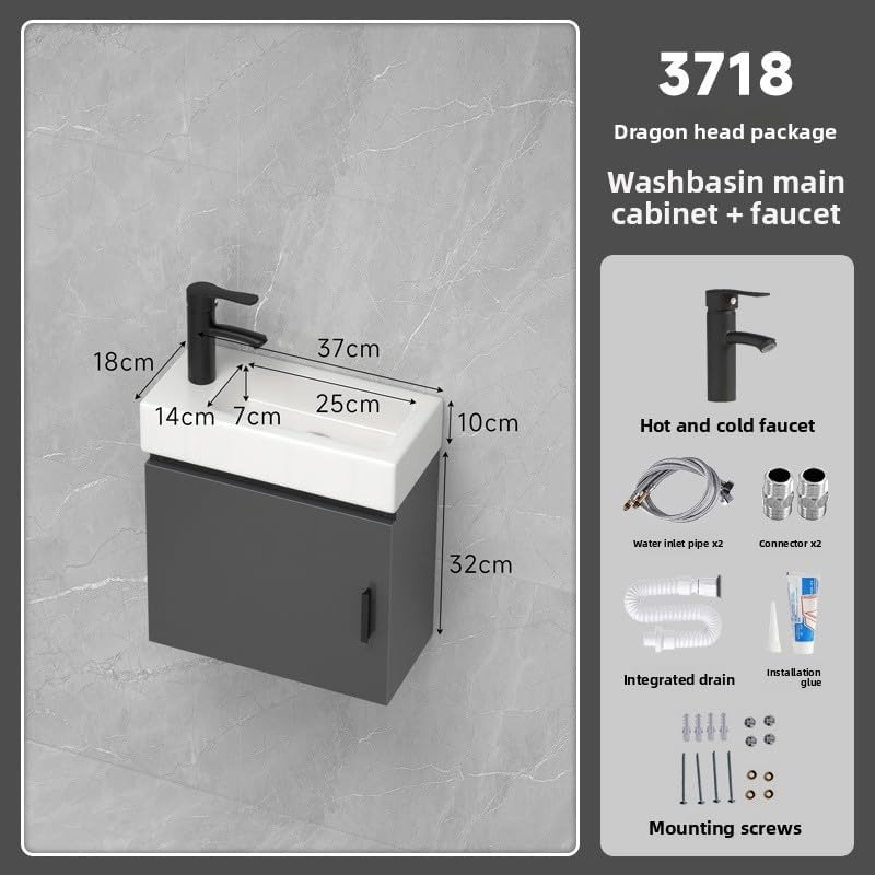 15-inch Solid Wood Wall-Mounted Bathroom Vanity Set with Integrated Ceramic Sink, Solid Wood Wall-Mounted Vanity, Compact Vanity Designed Specifically for Small Bathrooms