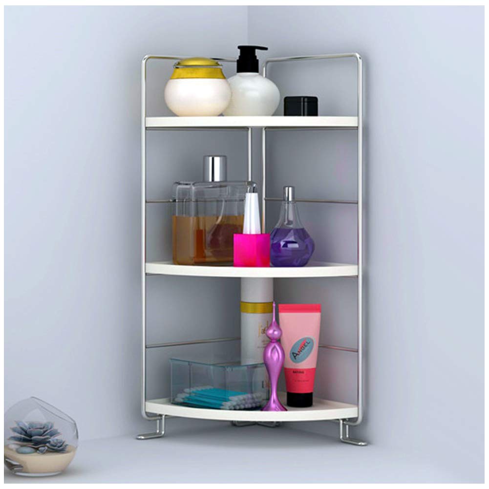 3-Tier Bathroom Countertop Organizer - Vanity Tray Cosmetic & Makeup Storage- Kitchen Spice Rack Standing Shelf - Corner Storage Shelf, Silver
