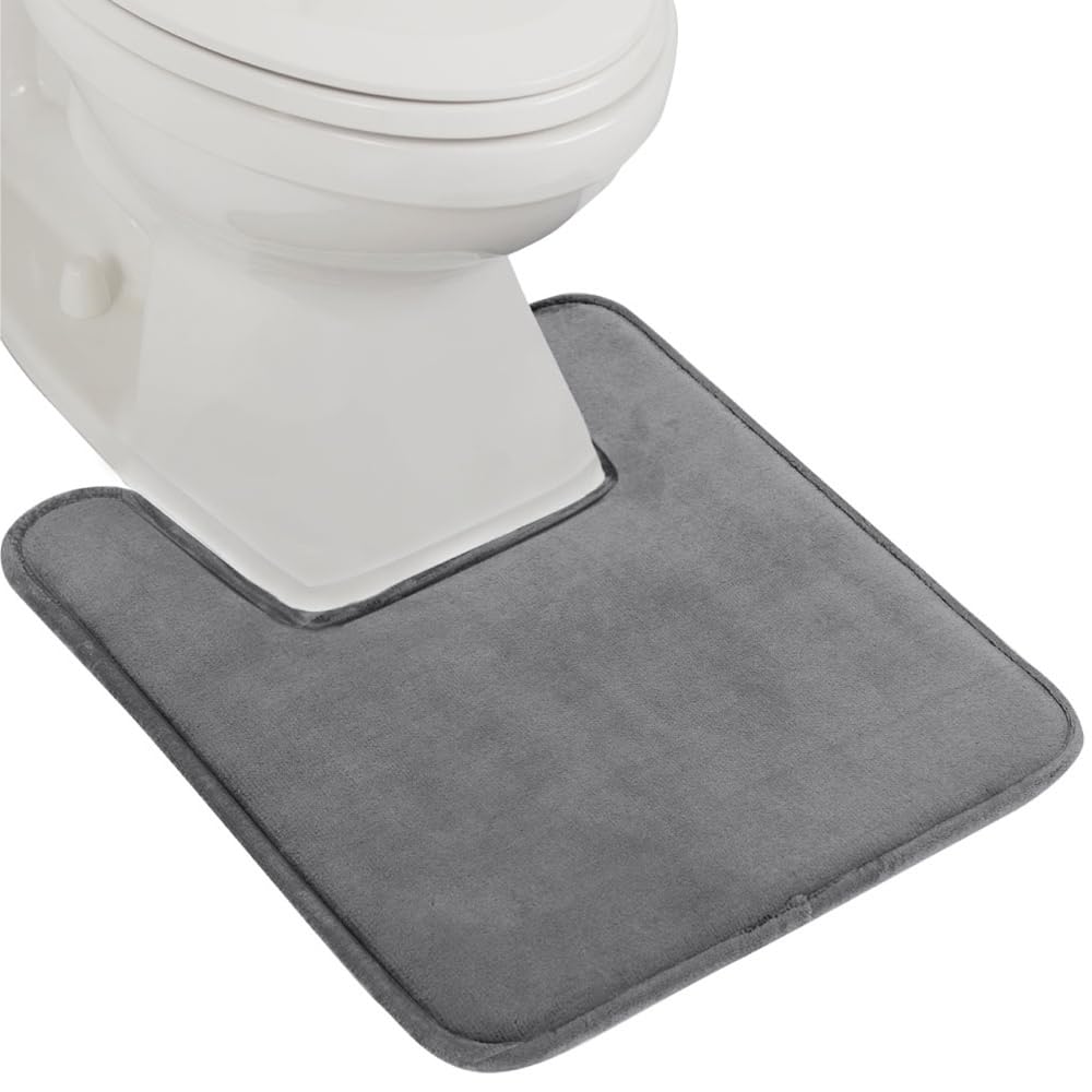 GORILLA GRIP® Memory Foam Bath Mat, Soft Absorbent Velvet Bathroom Mats, Durable Dots on Underside, Machine Washable Bathmat, Carpet Rug Room Decor for Shower Tub Floor RV, 24x17 Rugs, Black