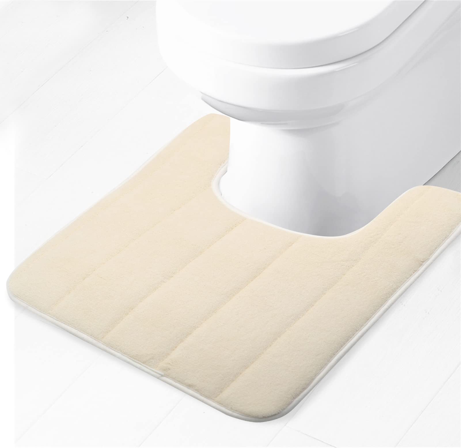 Lifup Soft U-Shaped Bathroom Rug, Memory Foam Bath Mat, Non Slip Water Absorption Dry Fast Toilet Mat, Bathroom Floor Mat Grey 1.3 x 1.6 Feet