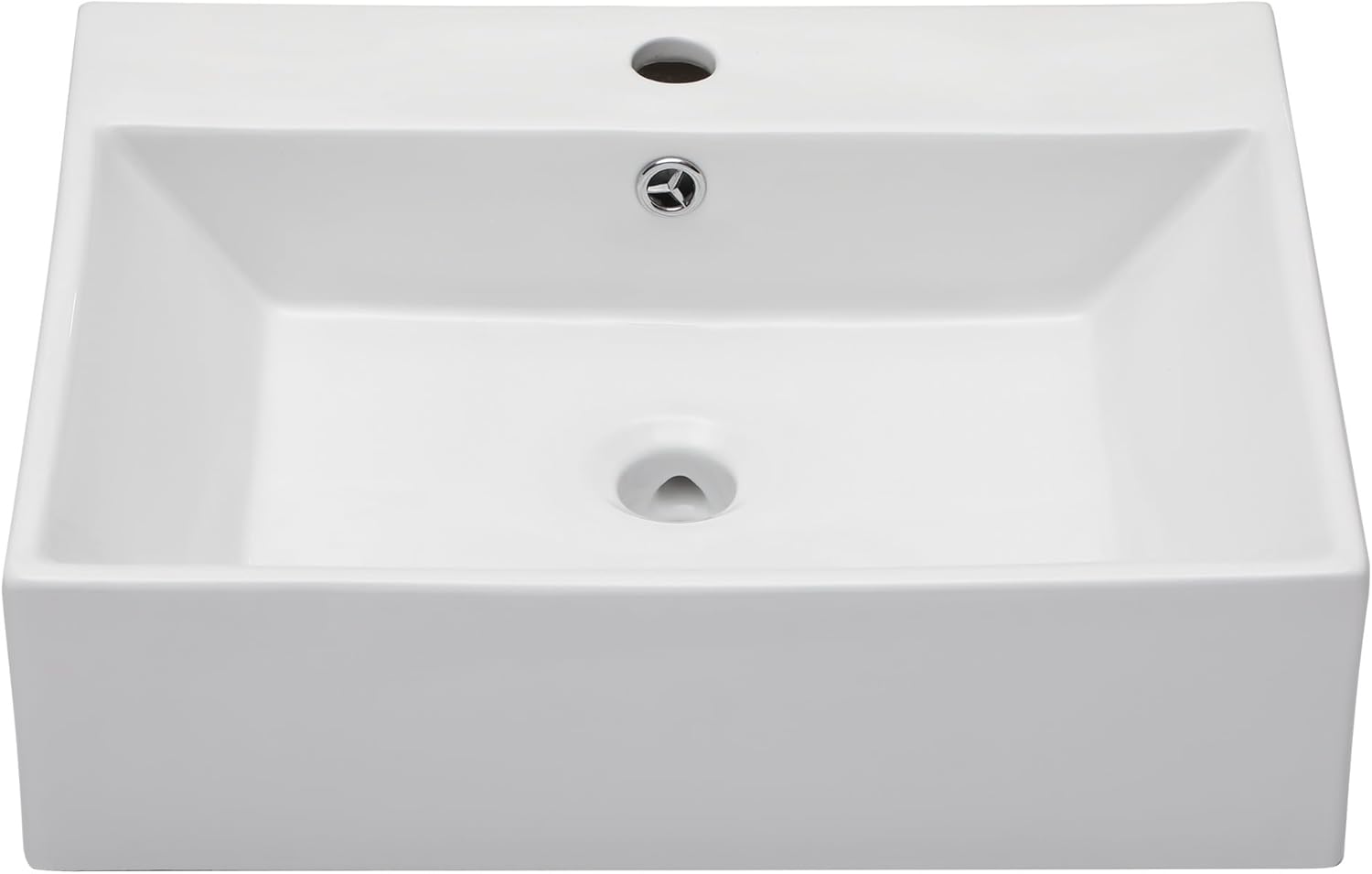 Floating Vessel Sink For Bathroom - Fulorni 20"x17" Bathroom Vessel Sink Rectangular Wall Mounted White Ceramic Porcelain Vanity Sink Bowl Basin