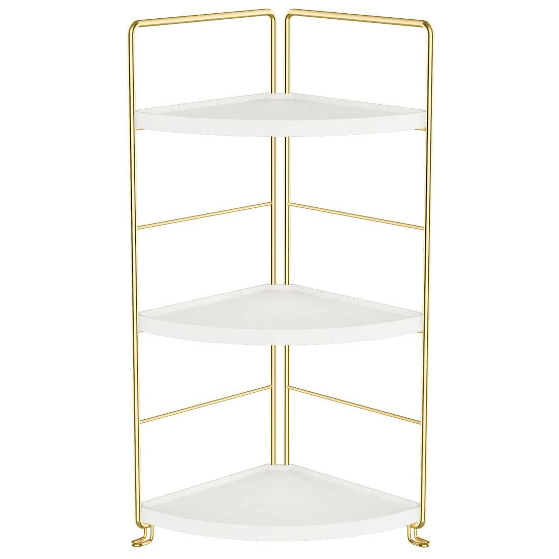 3-Tier Bathroom Countertop Organizer - Vanity Tray Cosmetic & Makeup Storage- Kitchen Spice Rack Standing Shelf - Corner Storage Shelf, Silver