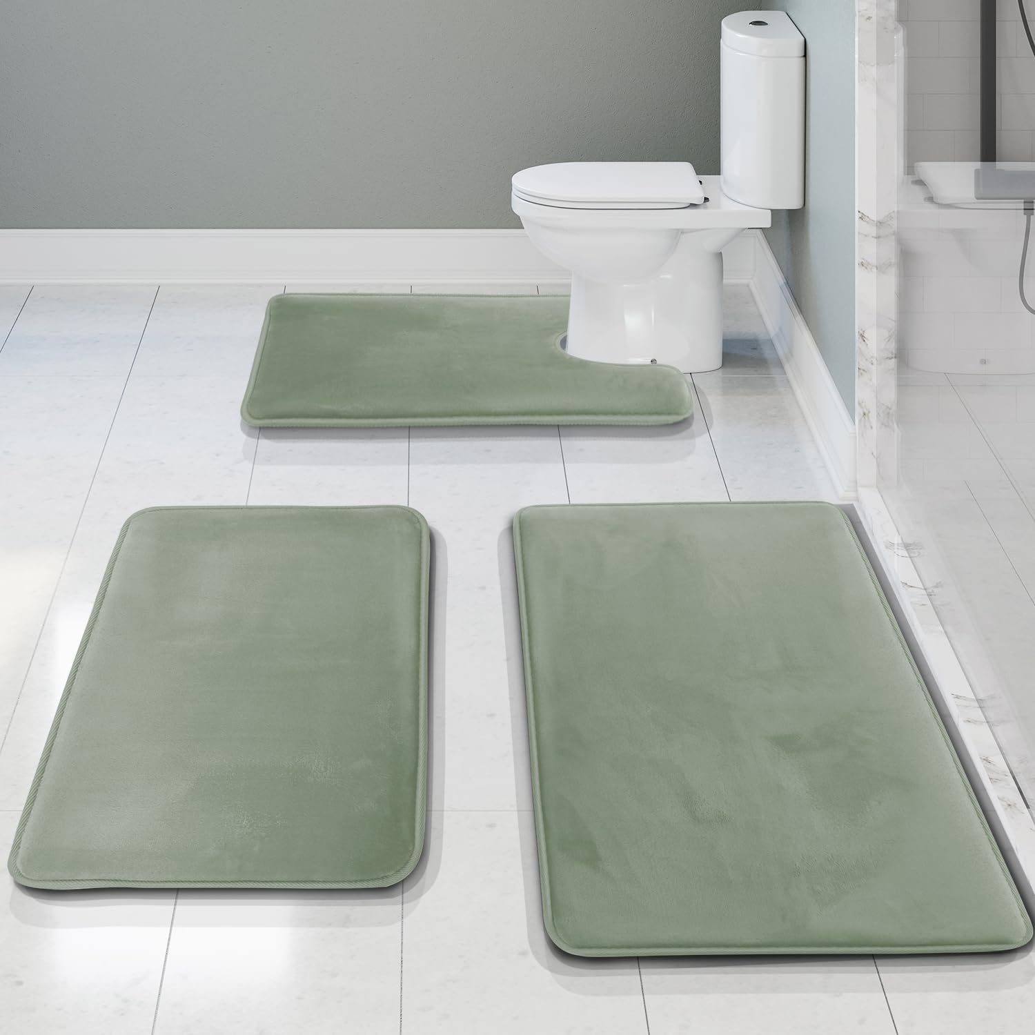 Clara Clark Bathroom Rugs, Velvet Memory Foam Bath Mat, Non-Slip Bath Rugs, Machine Wash, Dries Quickly, Ultra Soft Plush Bath Mats for Bathroom,