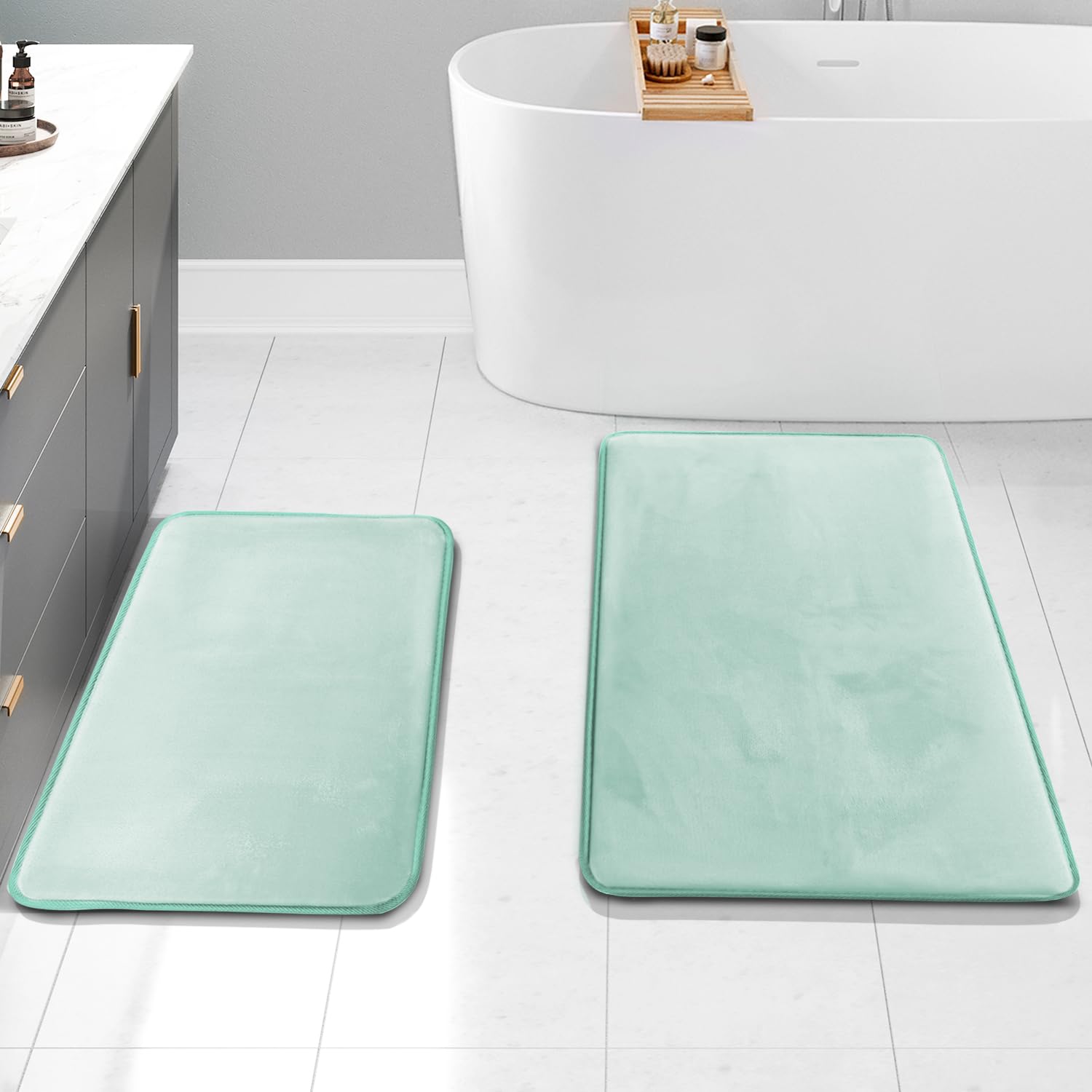 Clara Clark Bathroom Rugs, Velvet Memory Foam Bath Mat, Non-Slip Bath Rugs, Machine Wash, Dries Quickly, Ultra Soft Plush Bath Mats for Bathroom,