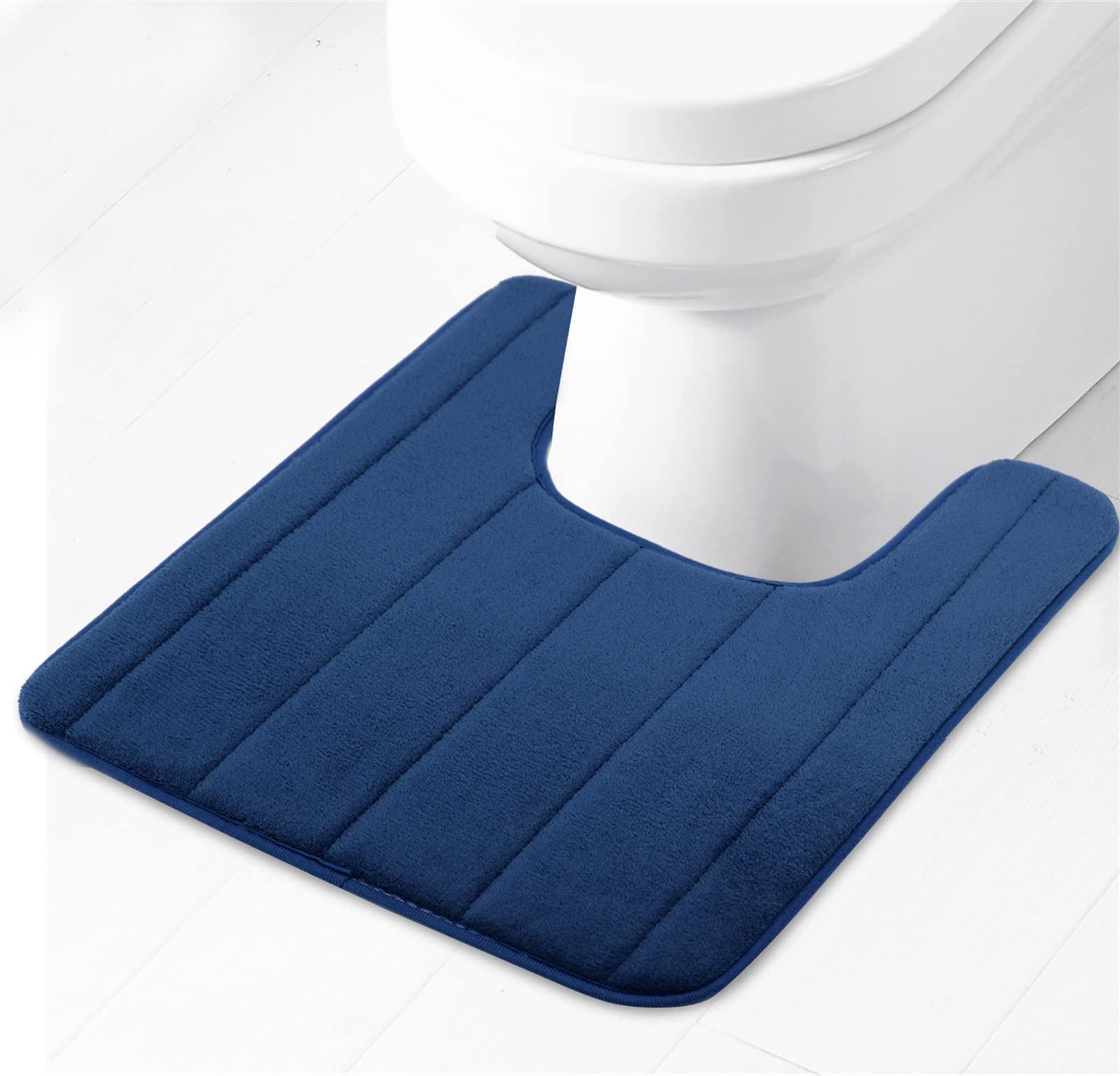 Lifup Soft U-Shaped Bathroom Rug, Memory Foam Bath Mat, Non Slip Water Absorption Dry Fast Toilet Mat, Bathroom Floor Mat Grey 1.3 x 1.6 Feet