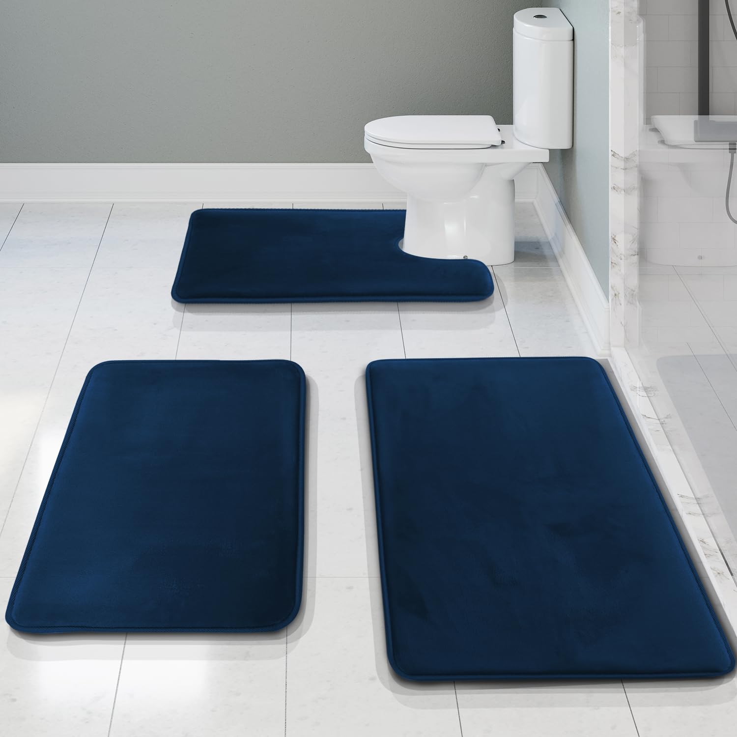 Clara Clark Bathroom Rugs, Velvet Memory Foam Bath Mat, Non-Slip Bath Rugs, Machine Wash, Dries Quickly, Ultra Soft Plush Bath Mats for Bathroom,