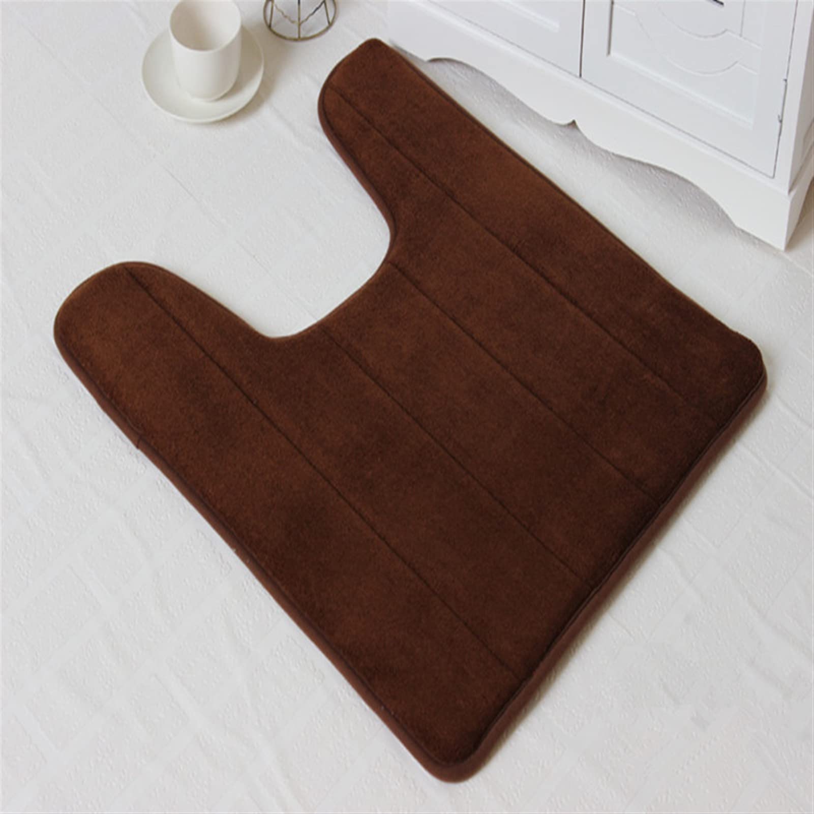 Lifup Soft U-Shaped Bathroom Rug, Memory Foam Bath Mat, Non Slip Water Absorption Dry Fast Toilet Mat, Bathroom Floor Mat Grey 1.3 x 1.6 Feet
