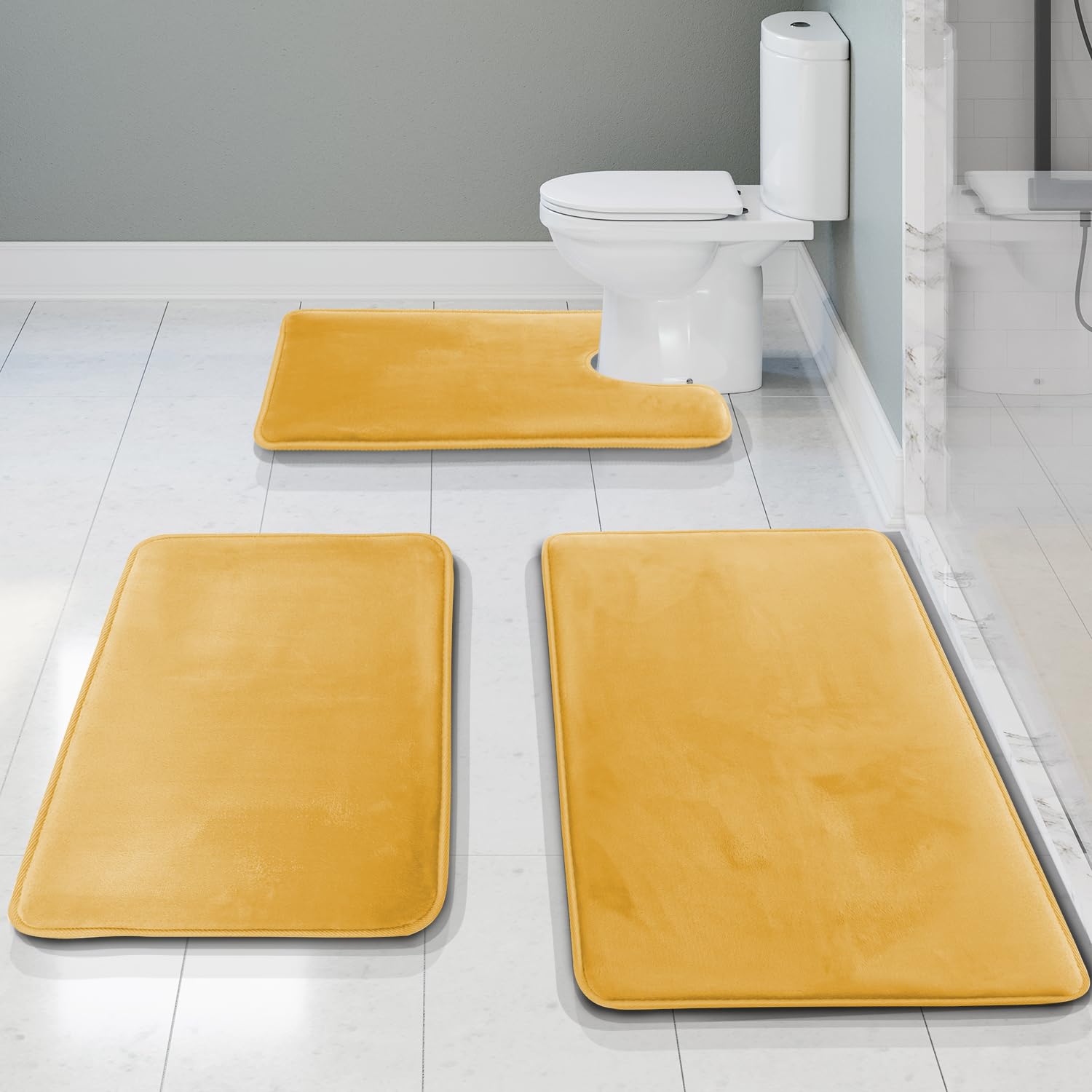 Clara Clark Bathroom Rugs, Velvet Memory Foam Bath Mat, Non-Slip Bath Rugs, Machine Wash, Dries Quickly, Ultra Soft Plush Bath Mats for Bathroom,