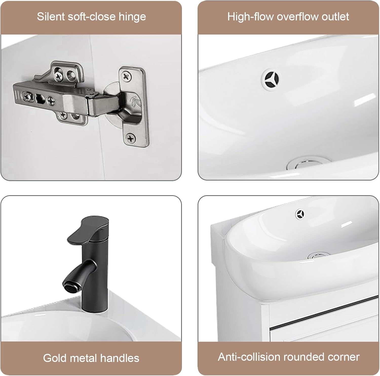 Mini Ultra-Slim 16-inch Wall-Mounted Bathroom Vanity with Sink White Floating Bathroom Vanity with Storage Space Wall-Mounted Bathroom Furniture Ideal for Compact Spaces and Makeup Rooms (16in)