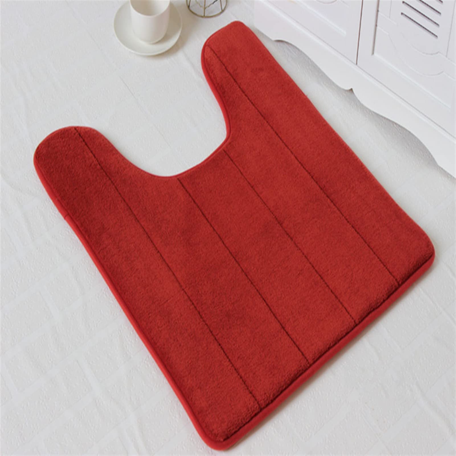 Lifup Soft U-Shaped Bathroom Rug, Memory Foam Bath Mat, Non Slip Water Absorption Dry Fast Toilet Mat, Bathroom Floor Mat Grey 1.3 x 1.6 Feet