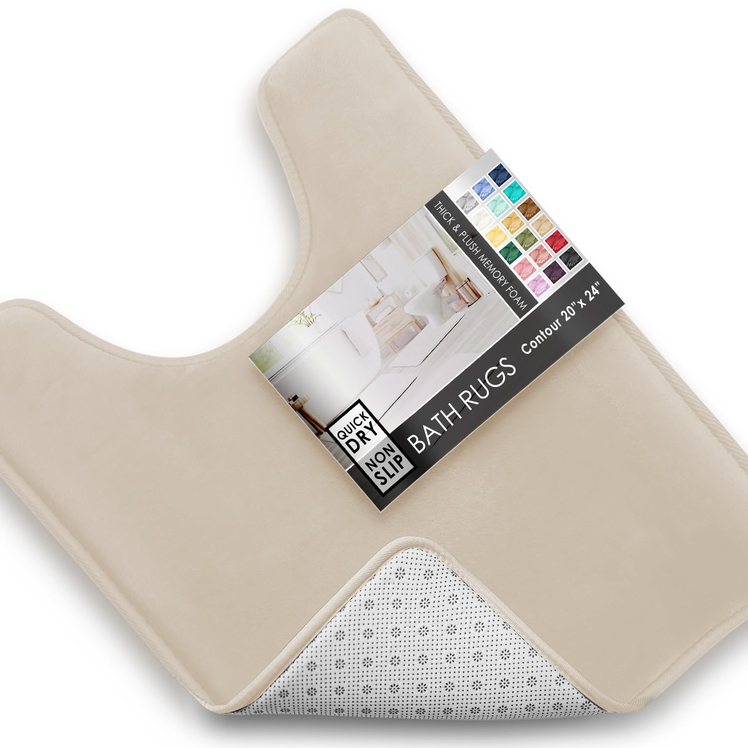 Clara Clark 3 Piece Bathroom Rugs Bath Mat Set, Velvet Memory Foam Bath Mats for Bathroom - Non-Slip, PVC Backing Bath Rugs, Washable - Dries Quickly, Black