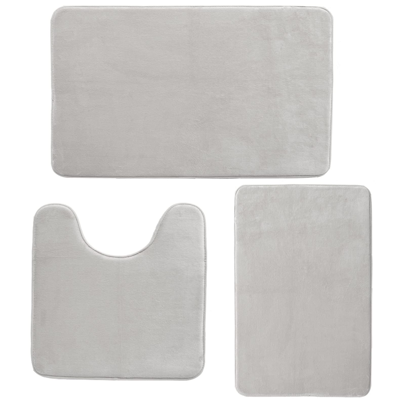 Sage Green Bathroom Rugs Sets 3 Piece Memory Foam Non Slip Bath Mats for Bathroom Floor and U-Shaped Contour Toilet Rug, Soft Washable Bathrom Sets Mats and Rugs Sets for Toilet Shower Sink