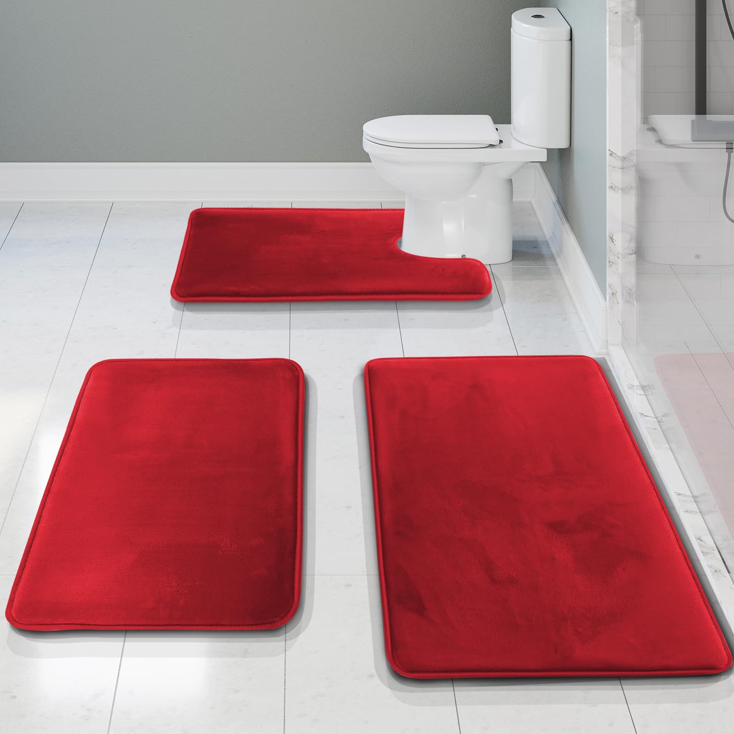 Clara Clark Bathroom Rugs, Velvet Memory Foam Bath Mat, Non-Slip Bath Rugs, Machine Wash, Dries Quickly, Ultra Soft Plush Bath Mats for Bathroom,