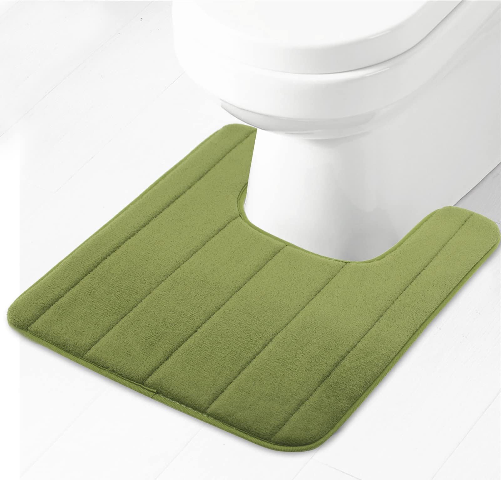 Lifup Soft U-Shaped Bathroom Rug, Memory Foam Bath Mat, Non Slip Water Absorption Dry Fast Toilet Mat, Bathroom Floor Mat Grey 1.3 x 1.6 Feet