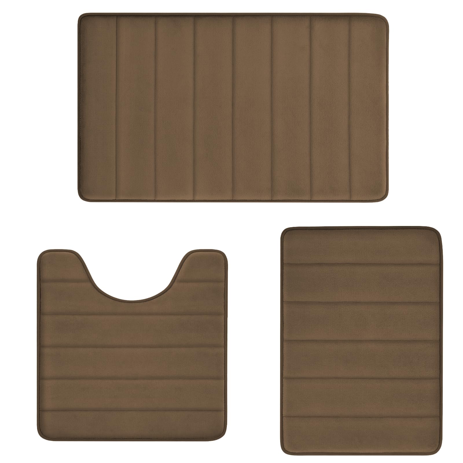 Sage Green Bathroom Rugs Sets 3 Piece Memory Foam Non Slip Bath Mats for Bathroom Floor and U-Shaped Contour Toilet Rug, Soft Washable Bathrom Sets Mats and Rugs Sets for Toilet Shower Sink