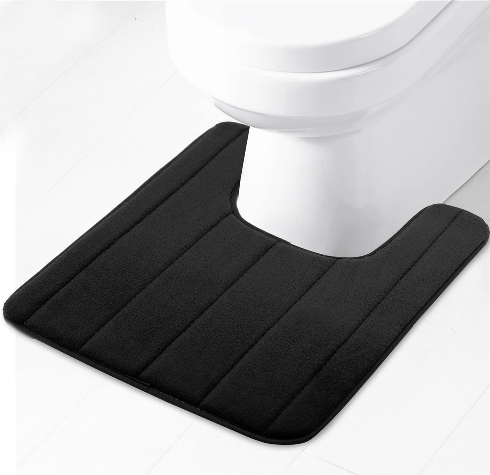 Lifup Soft U-Shaped Bathroom Rug, Memory Foam Bath Mat, Non Slip Water Absorption Dry Fast Toilet Mat, Bathroom Floor Mat Grey 1.3 x 1.6 Feet