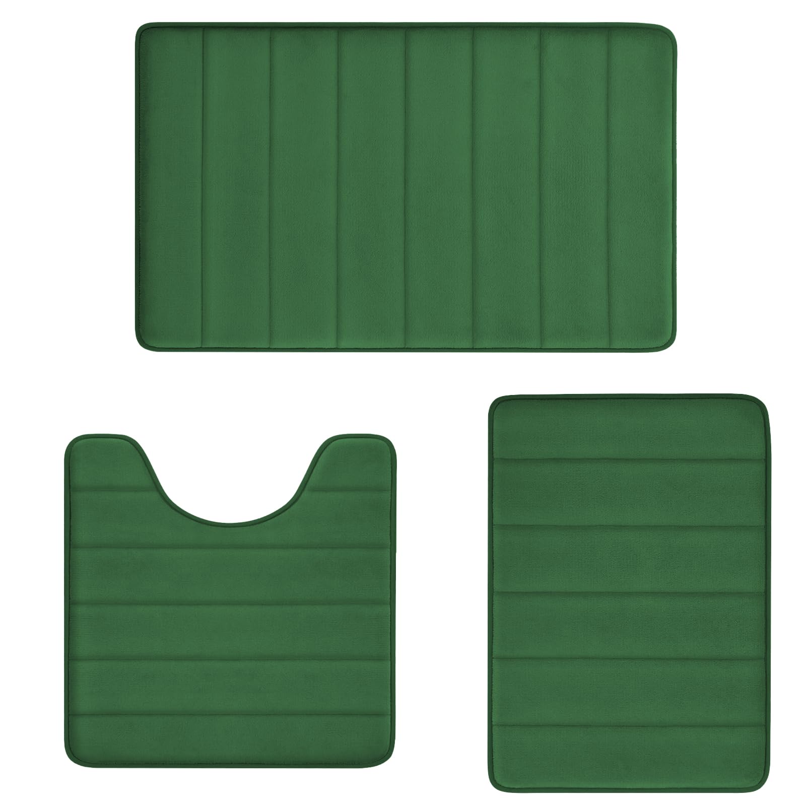Sage Green Bathroom Rugs Sets 3 Piece Memory Foam Non Slip Bath Mats for Bathroom Floor and U-Shaped Contour Toilet Rug, Soft Washable Bathrom Sets Mats and Rugs Sets for Toilet Shower Sink