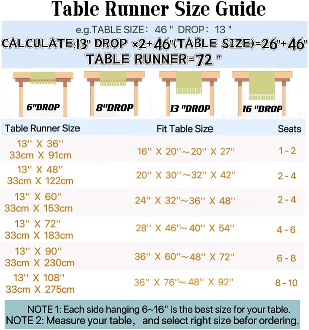 Wracra Rustic Linen Table Runner Farmhouse Style Table Runners 72 inches Long Embroidered Fall Table Runner with Hand-Tassels for Party, Dresser and Dining Room Decorations(Light Coffee, 13"×72")