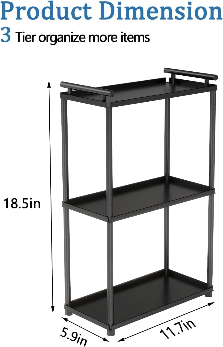 VOTZAAQ 3 Tier Bathroom Organizer Countertop, Stainless Steel Perfume Tray and Vanity Countertop Shelf, Makeup Skin Care Bathroom Organizers and Storage for Dresser, Kitchen (Matte Black)