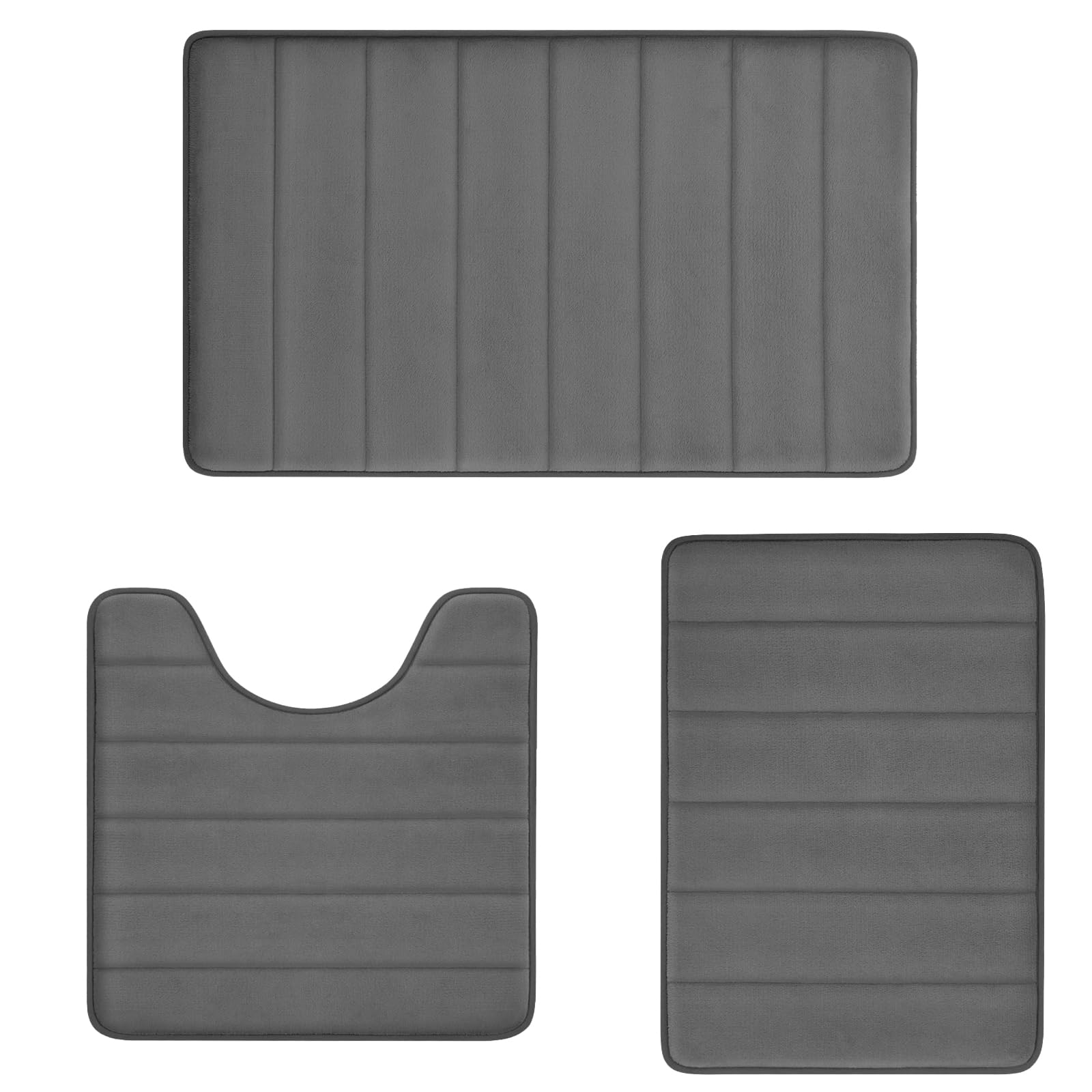 Sage Green Bathroom Rugs Sets 3 Piece Memory Foam Non Slip Bath Mats for Bathroom Floor and U-Shaped Contour Toilet Rug, Soft Washable Bathrom Sets Mats and Rugs Sets for Toilet Shower Sink