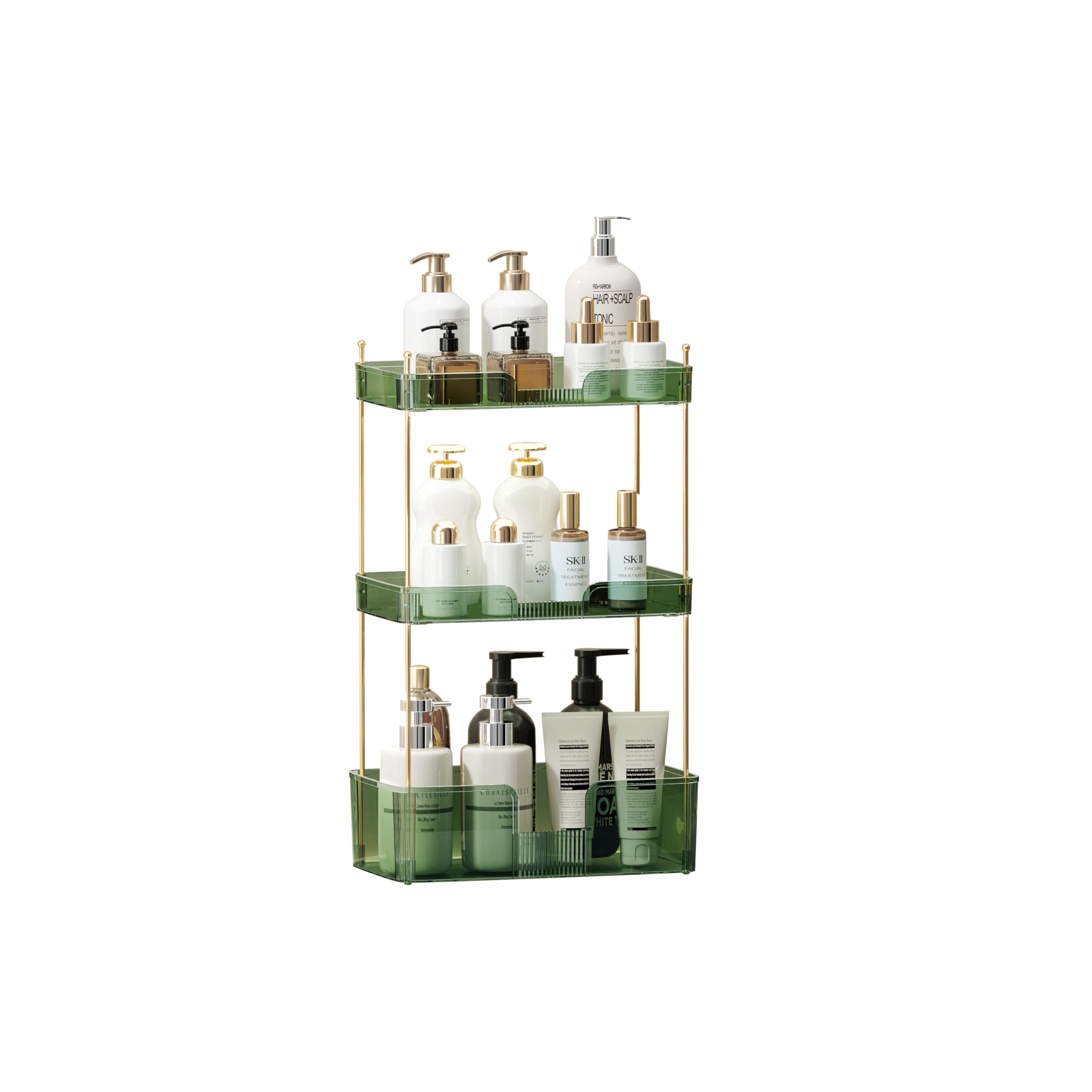 Akinbas 3 Tier Bathroom Organizer Countertop Makeup Perfume Tray Skincare Organizer for Bathroom Dresser Vanity (Grey)