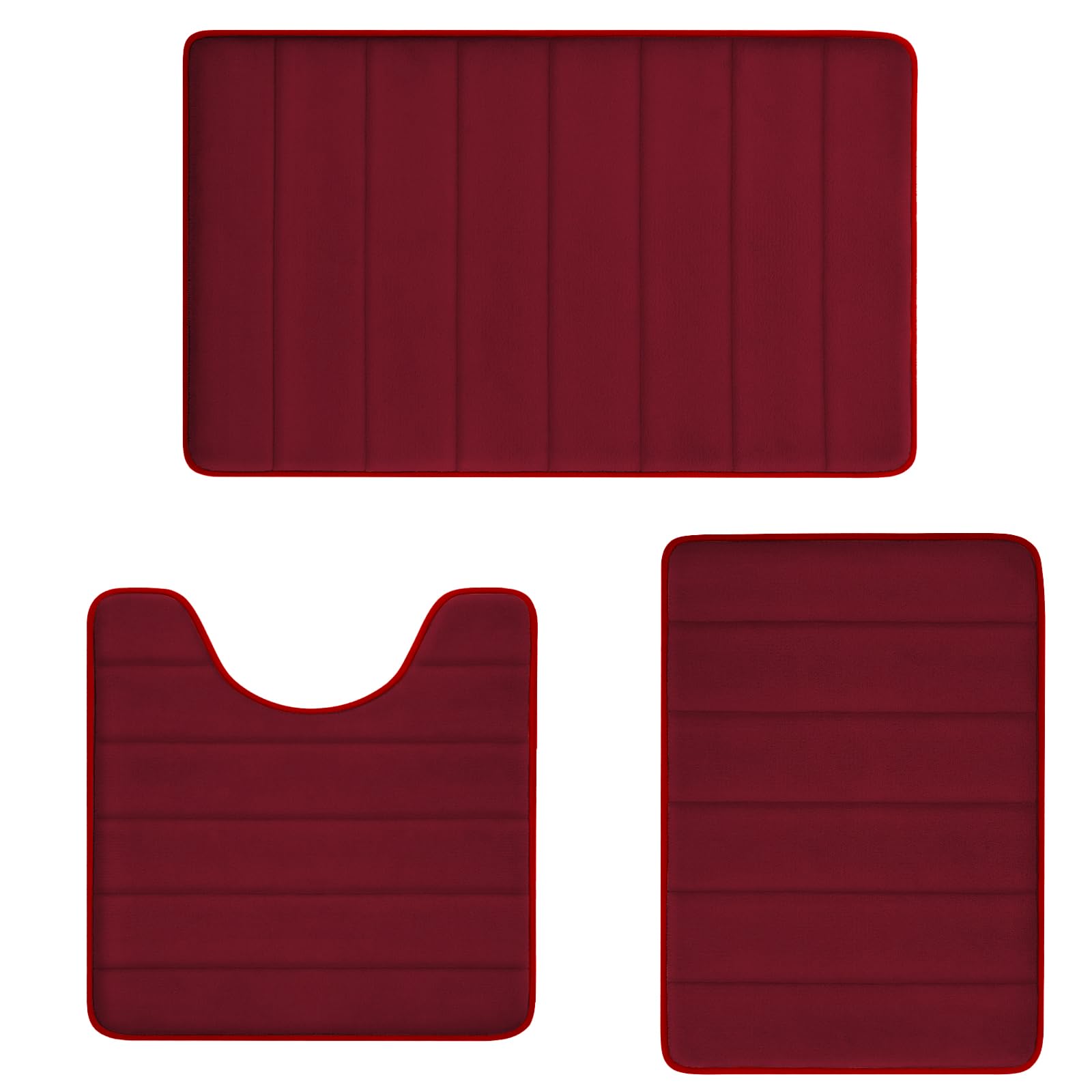 Sage Green Bathroom Rugs Sets 3 Piece Memory Foam Non Slip Bath Mats for Bathroom Floor and U-Shaped Contour Toilet Rug, Soft Washable Bathrom Sets Mats and Rugs Sets for Toilet Shower Sink