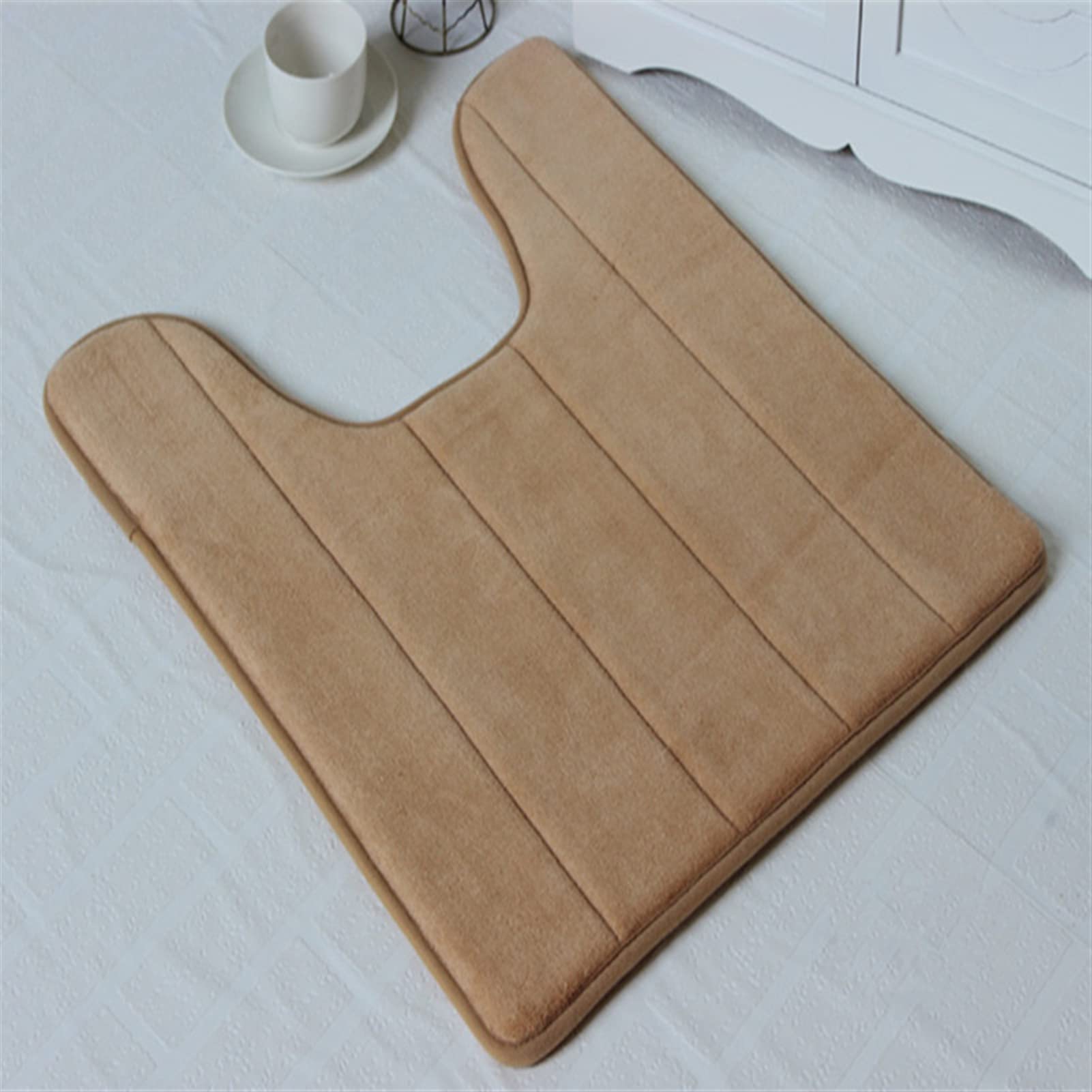 Lifup Soft U-Shaped Bathroom Rug, Memory Foam Bath Mat, Non Slip Water Absorption Dry Fast Toilet Mat, Bathroom Floor Mat Grey 1.3 x 1.6 Feet