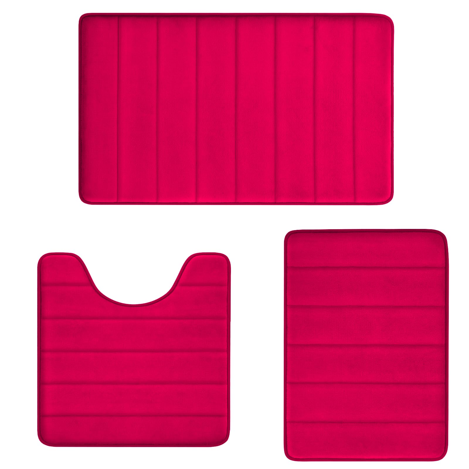 Sage Green Bathroom Rugs Sets 3 Piece Memory Foam Non Slip Bath Mats for Bathroom Floor and U-Shaped Contour Toilet Rug, Soft Washable Bathrom Sets Mats and Rugs Sets for Toilet Shower Sink