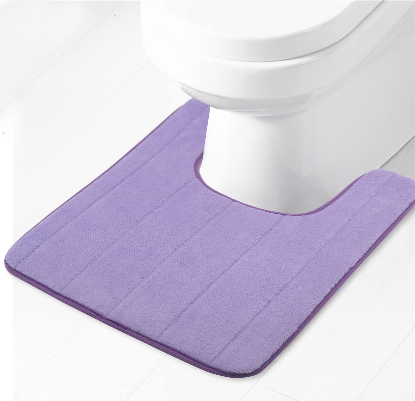 Lifup Soft U-Shaped Bathroom Rug, Memory Foam Bath Mat, Non Slip Water Absorption Dry Fast Toilet Mat, Bathroom Floor Mat Grey 1.3 x 1.6 Feet