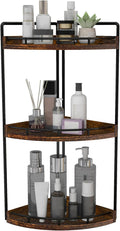 Dorhors 3-Tier Corner Bathroom Organizer Countertop for Storage,Vanity Tray,Wood Counter Organizer for Kitchen,Bathroom,Dresser (Dark Red)