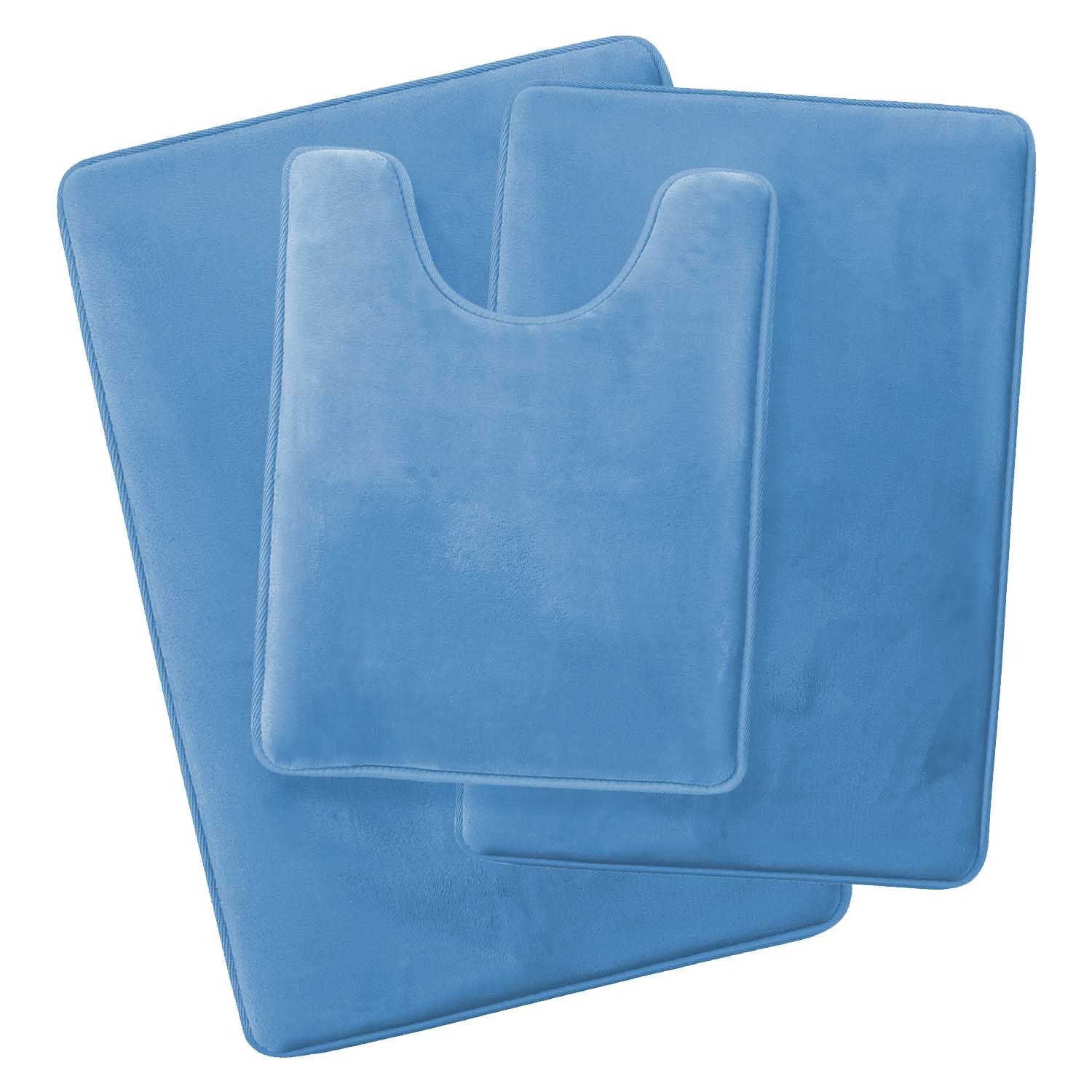 Clara Clark U-Shaped Contour Rug 24" x 19" - Memory Foam Bath Mat, Plush, Cozy, Ultra Soft, Non Slip, Perfect for U-Shaped Toilet Rug, Rugs for Bathroom, Machine Washable, Quick Dry - Blue Heaven