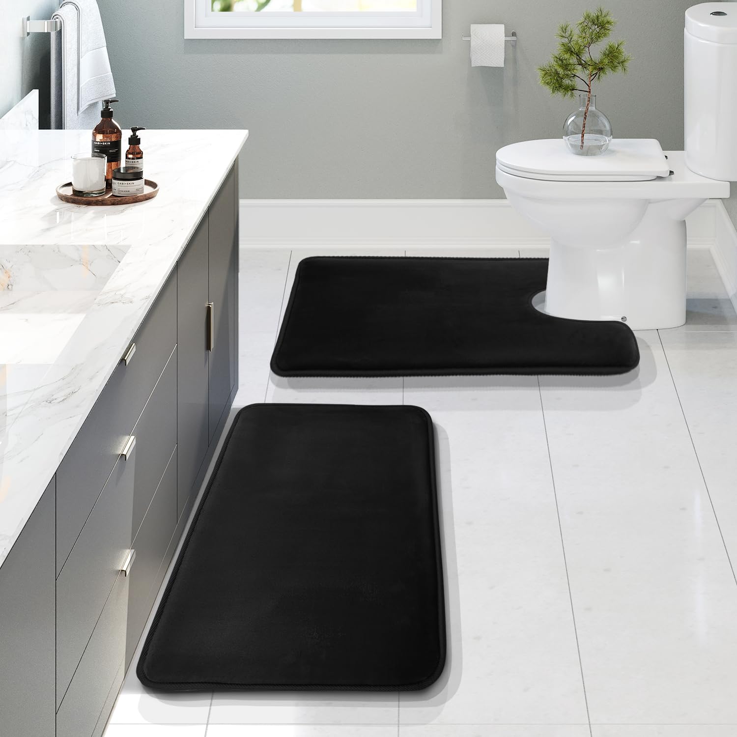 Clara Clark Bathroom Rugs, Velvet Memory Foam Bath Mat, Non-Slip Bath Rugs, Machine Wash, Dries Quickly, Ultra Soft Plush Bath Mats for Bathroom,