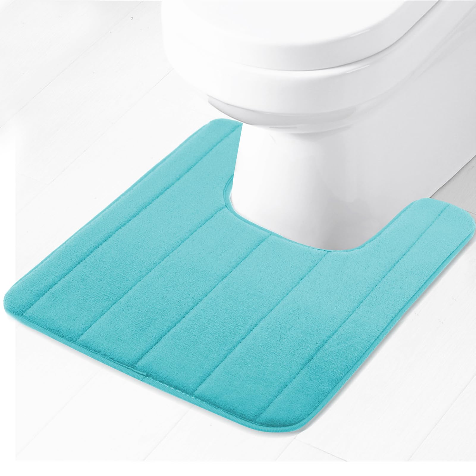 Lifup Soft U-Shaped Bathroom Rug, Memory Foam Bath Mat, Non Slip Water Absorption Dry Fast Toilet Mat, Bathroom Floor Mat Grey 1.3 x 1.6 Feet