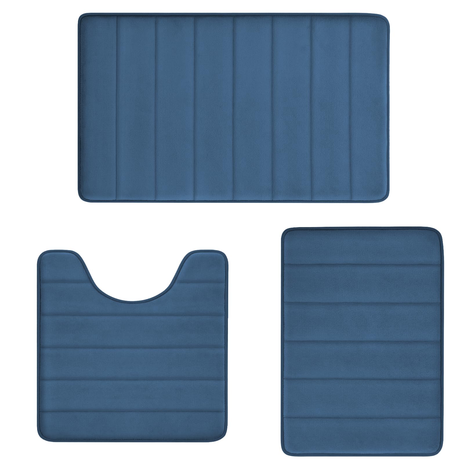 Sage Green Bathroom Rugs Sets 3 Piece Memory Foam Non Slip Bath Mats for Bathroom Floor and U-Shaped Contour Toilet Rug, Soft Washable Bathrom Sets Mats and Rugs Sets for Toilet Shower Sink