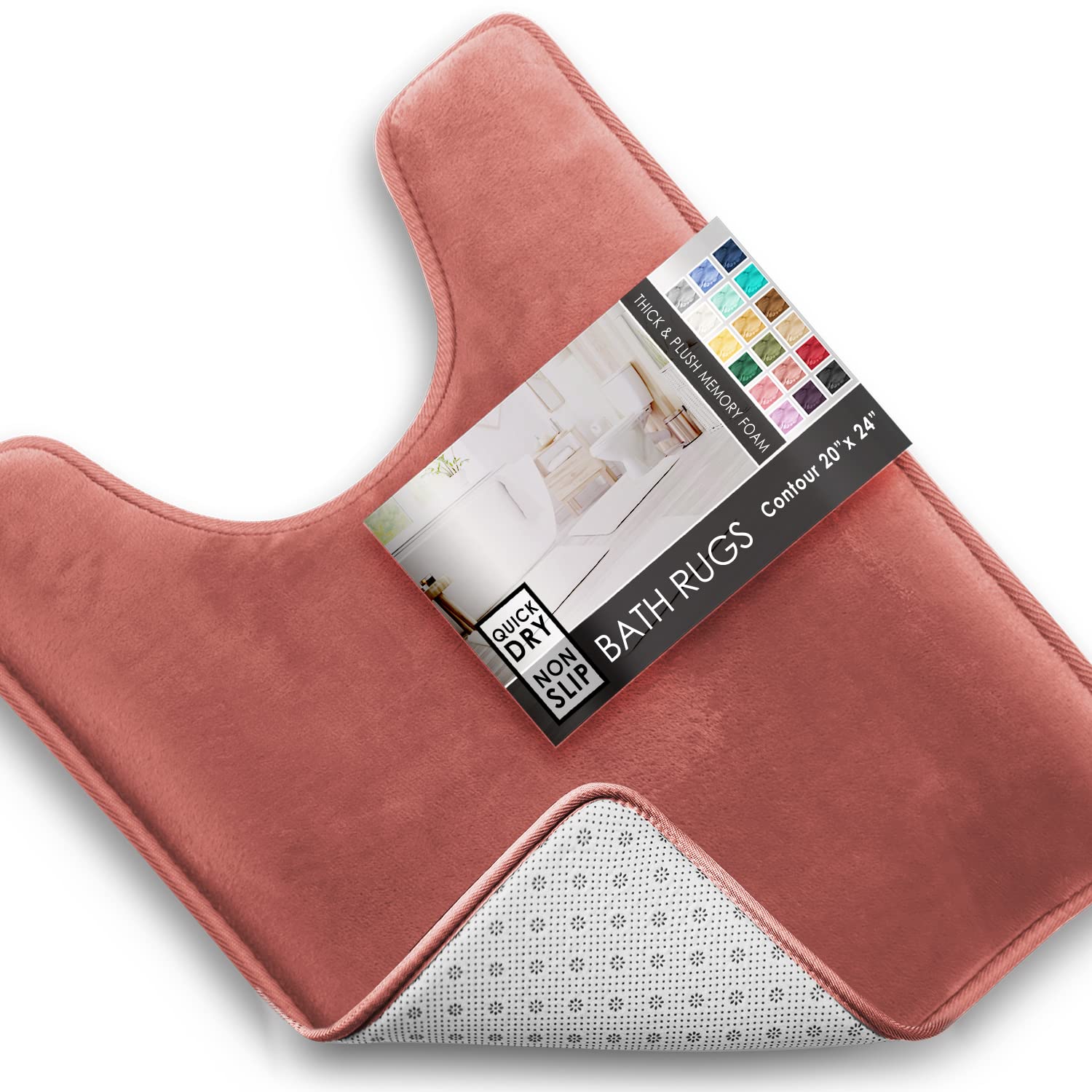 Clara Clark 3 Piece Bathroom Rugs Bath Mat Set, Velvet Memory Foam Bath Mats for Bathroom - Non-Slip, PVC Backing Bath Rugs, Washable - Dries Quickly, Black