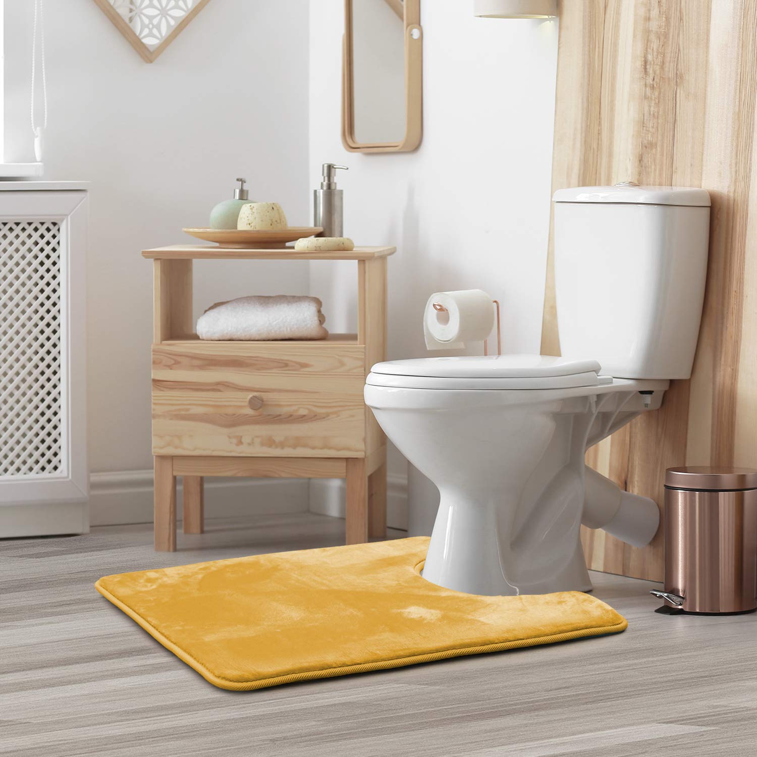 Clara Clark U-Shaped Contour Rug 24" x 19" - Memory Foam Bath Mat, Plush, Cozy, Ultra Soft, Non Slip, Perfect for U-Shaped Toilet Rug, Rugs for Bathroom, Machine Washable, Quick Dry - Blue Heaven
