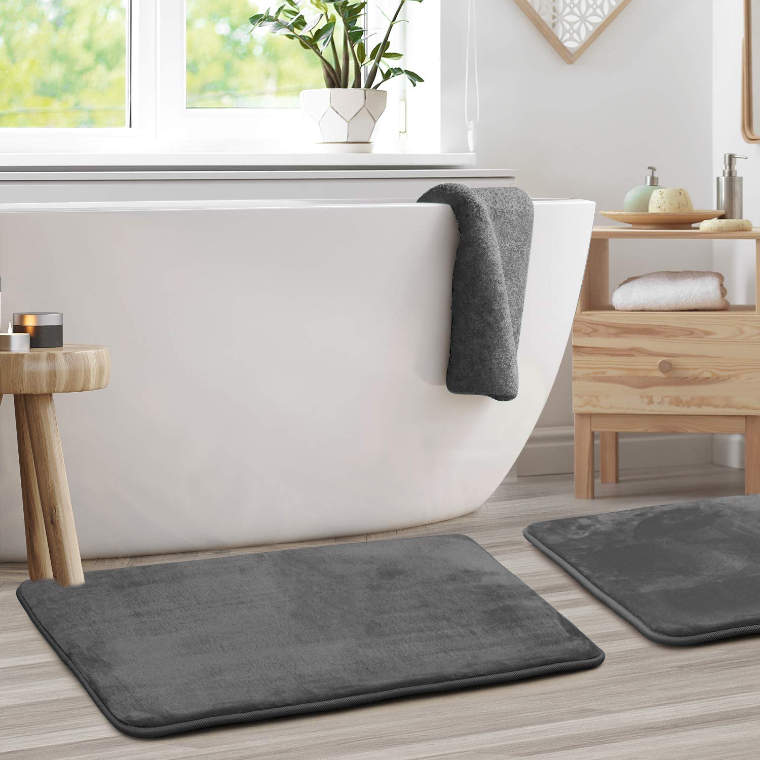 Clara Clark U-Shaped Contour Rug 24" x 19" - Memory Foam Bath Mat, Plush, Cozy, Ultra Soft, Non Slip, Perfect for U-Shaped Toilet Rug, Rugs for Bathroom, Machine Washable, Quick Dry - Blue Heaven