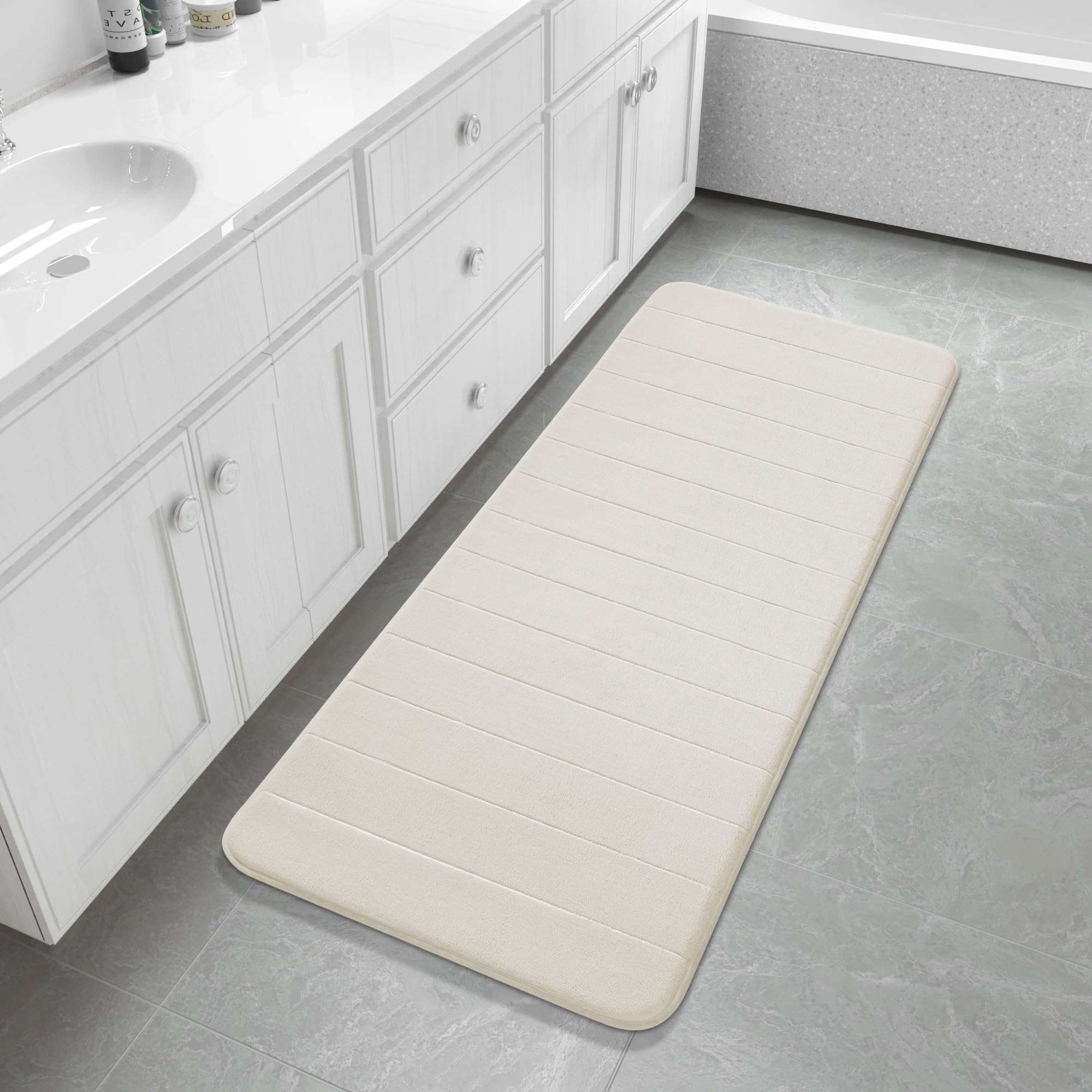 Yimobra Memory Foam Toilet Bath Mat U-Shaped, Soft and Comfortable, Super Water Absorption, Non-Slip, Thick, Machine Wash and Easier to Dry for Bathroom Commode Contour Rug, 24 X 20 Inches, Black