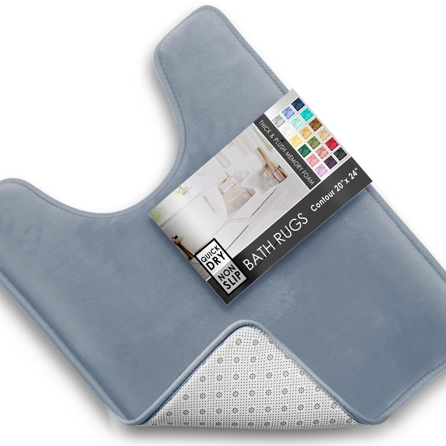 Clara Clark 3 Piece Bathroom Rugs Bath Mat Set, Velvet Memory Foam Bath Mats for Bathroom - Non-Slip, PVC Backing Bath Rugs, Washable - Dries Quickly, Black