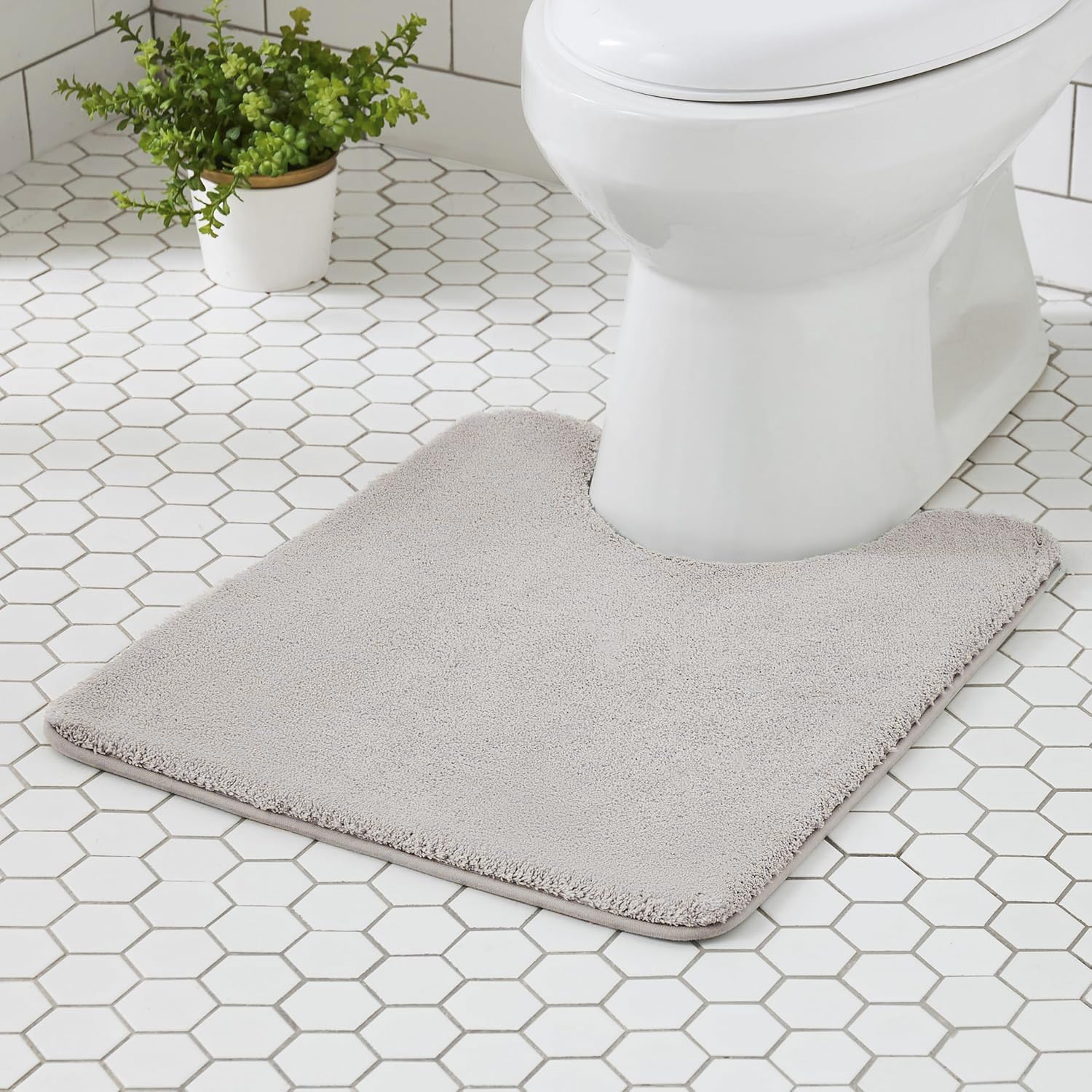 MINIDEAR Bathroom Rugs 24x17 Light Gray - Thick Memory Foam Bath Mat, Ultra Soft & Plush Fluffy, Non-Slip, Quick Dry, Absorbent Washable Floor Microfiber Mat for Tub, Home Decor Accessories