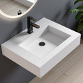 35'' Wall Mount Sink Matte Bathroom Vanity Vessel Sinks Artificial Stone Rectanglee Indoor Outdoors Modern Floating or Countertop Freestanding Wall Hang Sink Bowl (single Holes 35'')