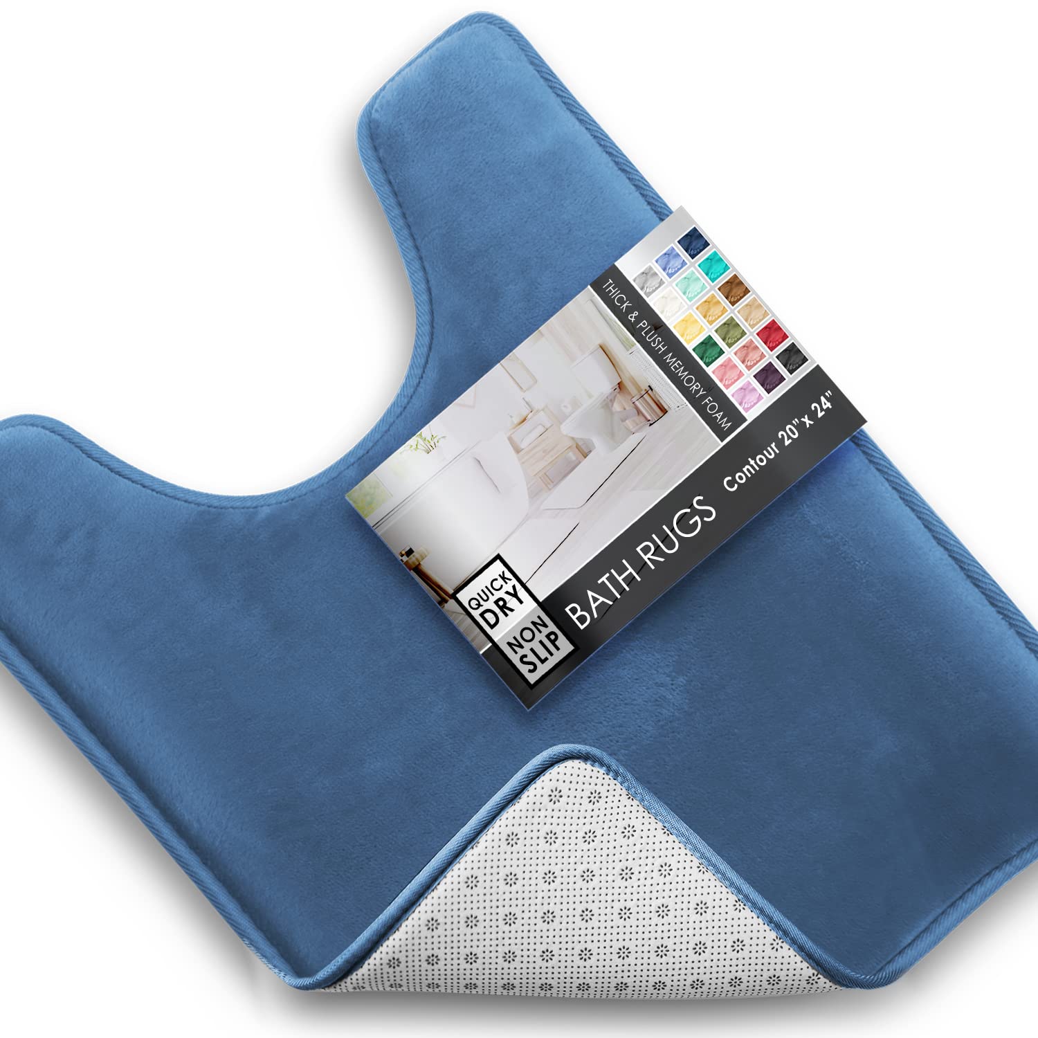 Clara Clark 3 Piece Bathroom Rugs Bath Mat Set, Velvet Memory Foam Bath Mats for Bathroom - Non-Slip, PVC Backing Bath Rugs, Washable - Dries Quickly, Black