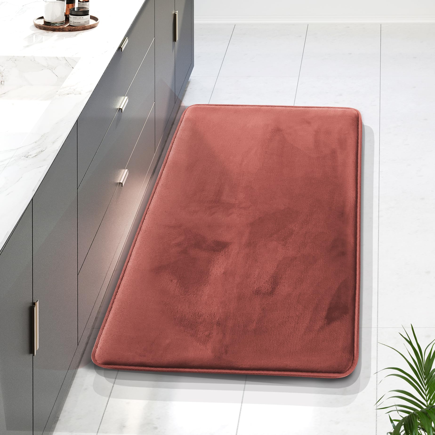 Clara Clark 3 Piece Bathroom Rugs Bath Mat Set, Velvet Memory Foam Bath Mats for Bathroom - Non-Slip, PVC Backing Bath Rugs, Washable - Dries Quickly, Black